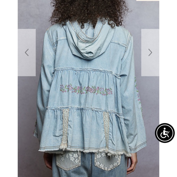 POL “ Marcia 2 “ POL Embroidered Hoodie Top Natural 56 - Picture 6 of 8